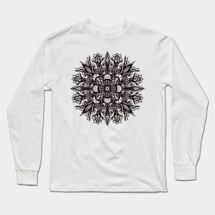 Trippy black and white psychedelic abstract mandala Long Sleeve T-Shirt